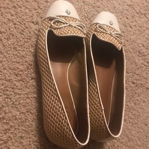 Tory burch woven straw flats